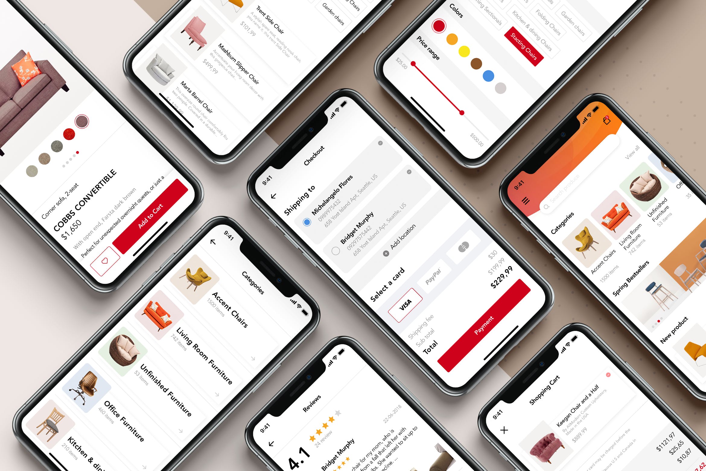 现代家具在线商城APP设计套件 Modern Furniture App UI Kit