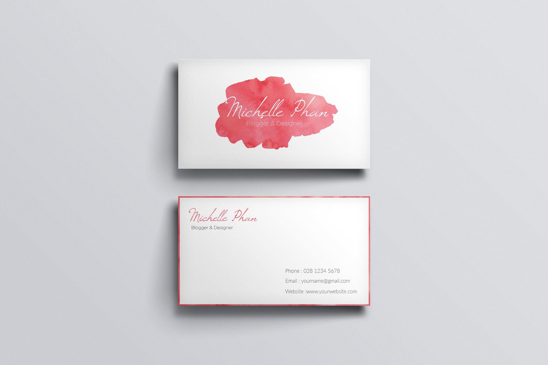 水彩插画企业名片模板 Watercolor business card template
