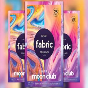 多彩抽象电子音乐节日海报设计模板 Electro Fabric Poster and Flyer