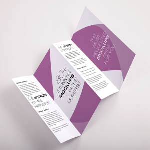 四折设计宣传小册子＆传单预览效果图PSD样机模板01 Legal Quadfold Brochure PSD Mockup 01