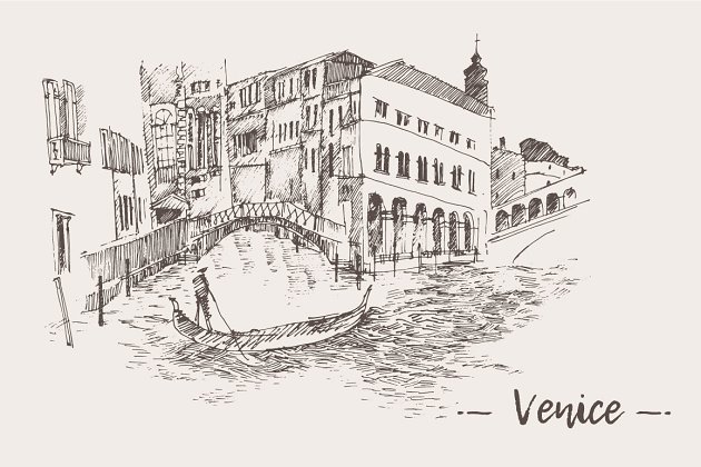 威尼斯素描剪影画 Set of sketches of Venice