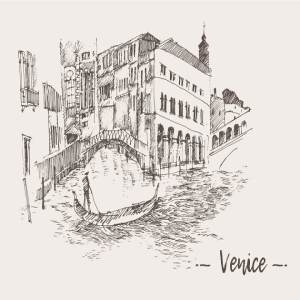 威尼斯素描剪影画 Set of sketches of Venice