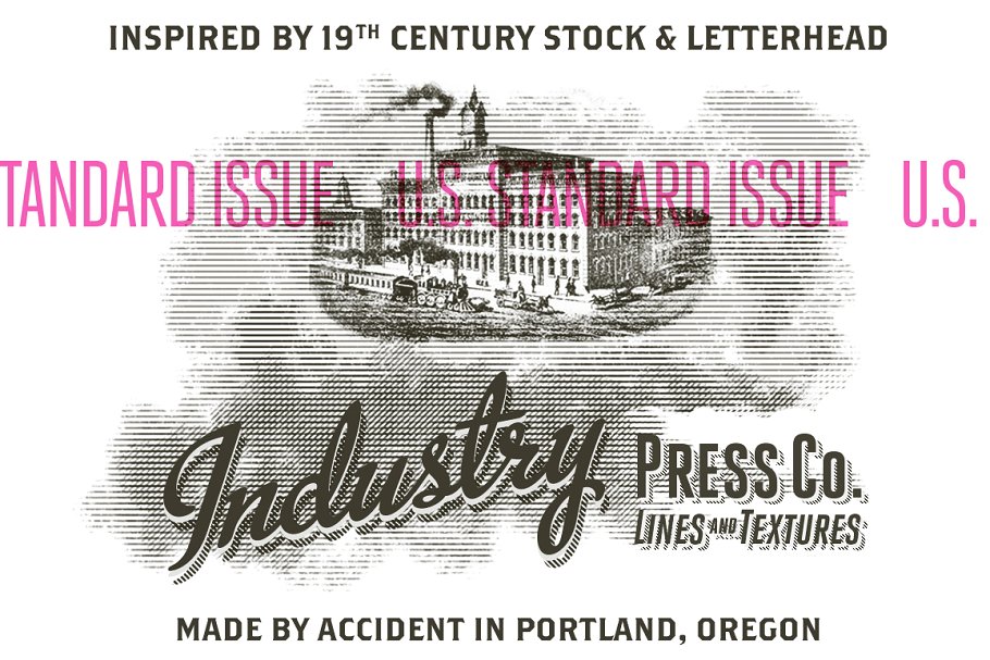 复古压纹印刷效果PS笔刷 IndustryPress – Lines & Textures