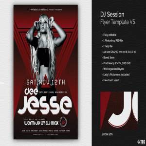 创意DJ音乐节活动海报设计PSD模板V5 DJ Session Flyer PSD V5