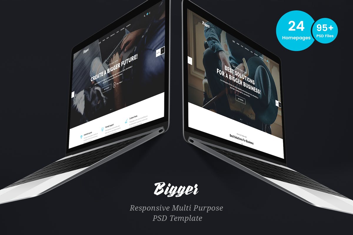 完美像素创意多用途企业网站设计PSD模板 Bigger – Business Multi-Purpose PSD Template