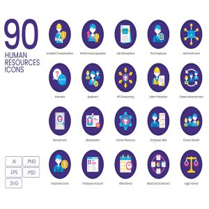 90个HR人力资源图标套装下载[Ai]