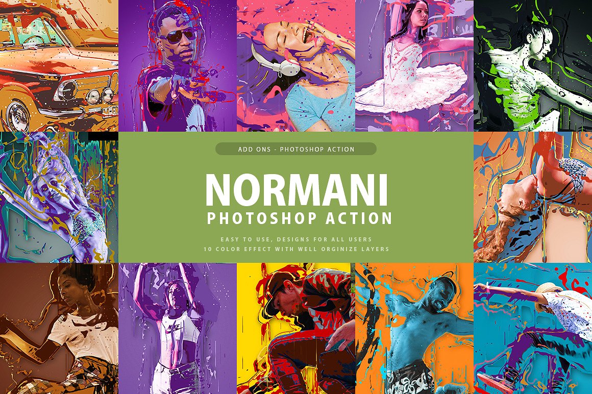 时尚酷炫彩色泼墨效果的PS动作套装下载 Normani Photoshop Action