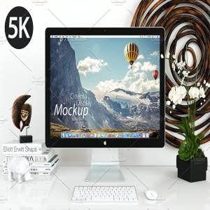 5K高清iMac一体机样机 Cinema Display Mockup 5k (1 PSD)插图2