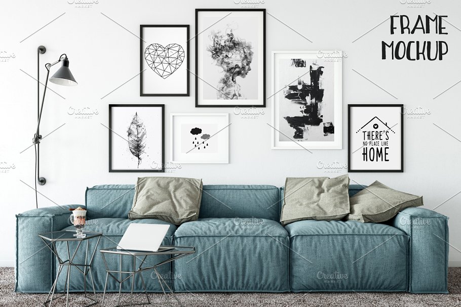 居家客厅相框画框样机模板 Scandi Interior Frame Mockup – 11