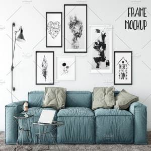 居家客厅相框画框样机模板 Scandi Interior Frame Mockup – 11