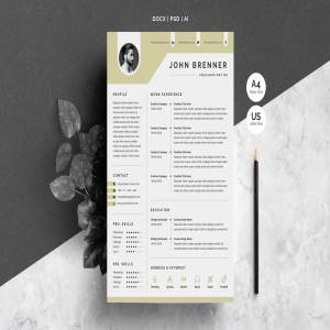 极简主义个人简历模板 Minimal Resume Template 2 Pages