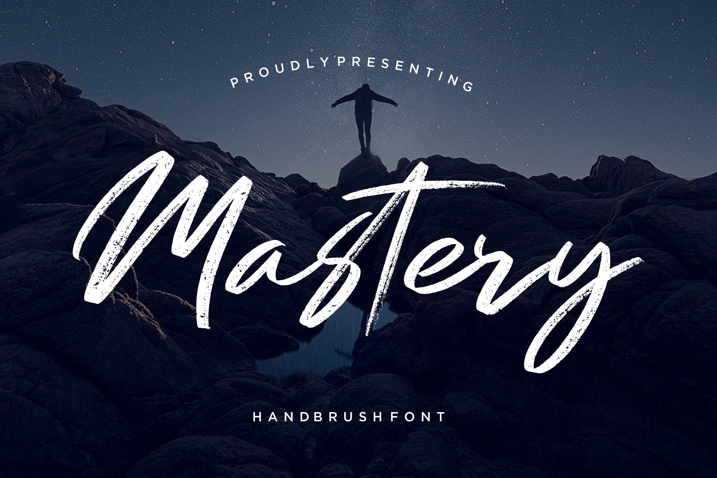 豪迈硬朗英文笔刷草书字体下载 Mastery Hand Brush