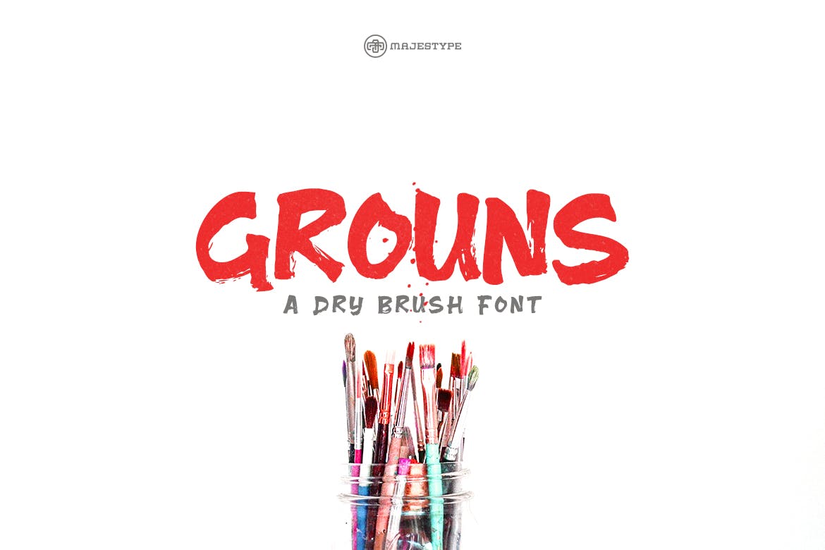 T恤/海报/排版设计干笔刷粗体英文字体 Grouns