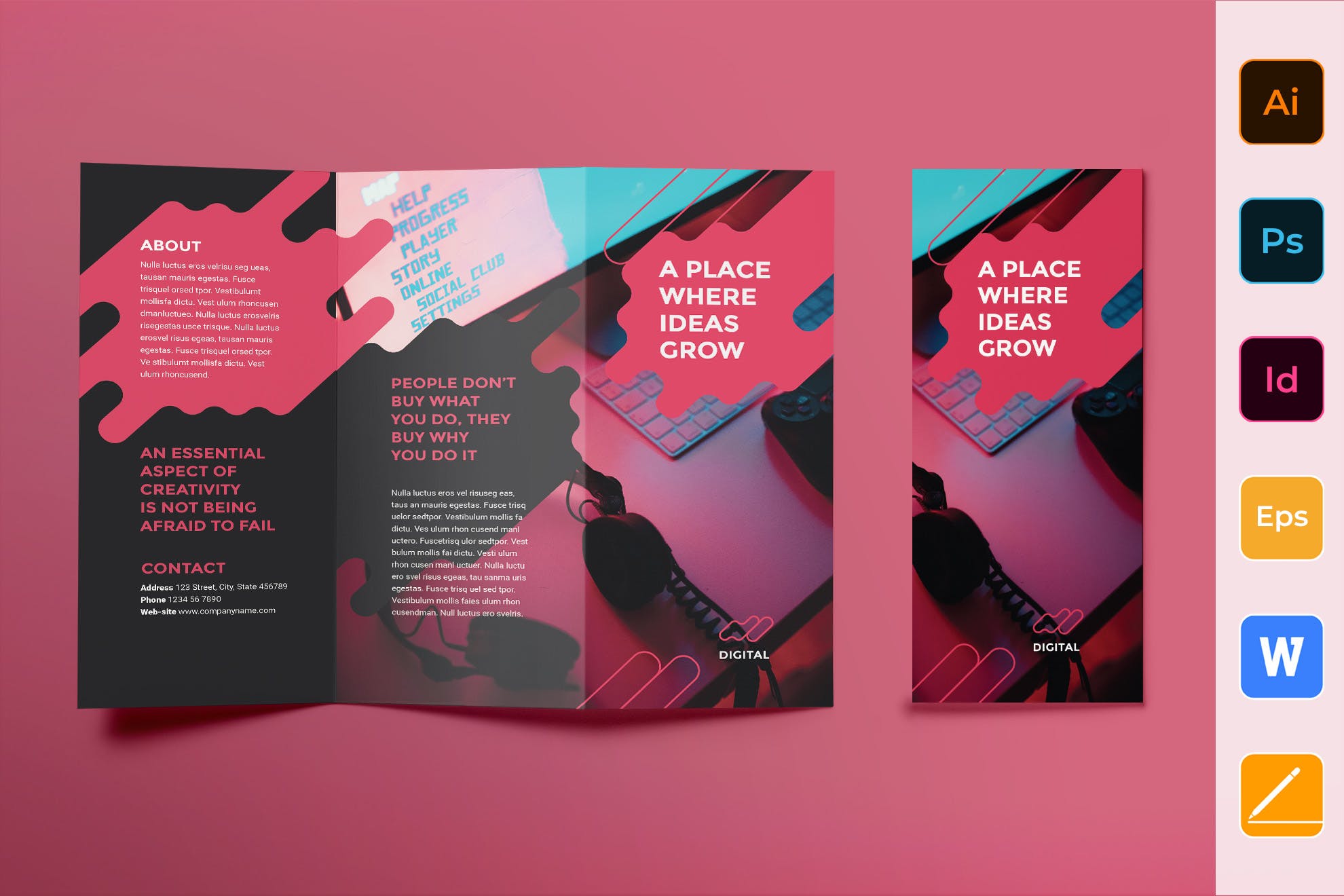 数字广告代理商三折页宣传册宣传单设计模板 Digital Advertising Agency Brochure Trifold