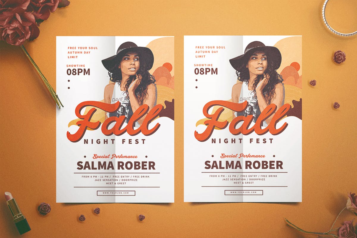 秋季音乐节传单海报设计模板 Fall Music Fest Flyer