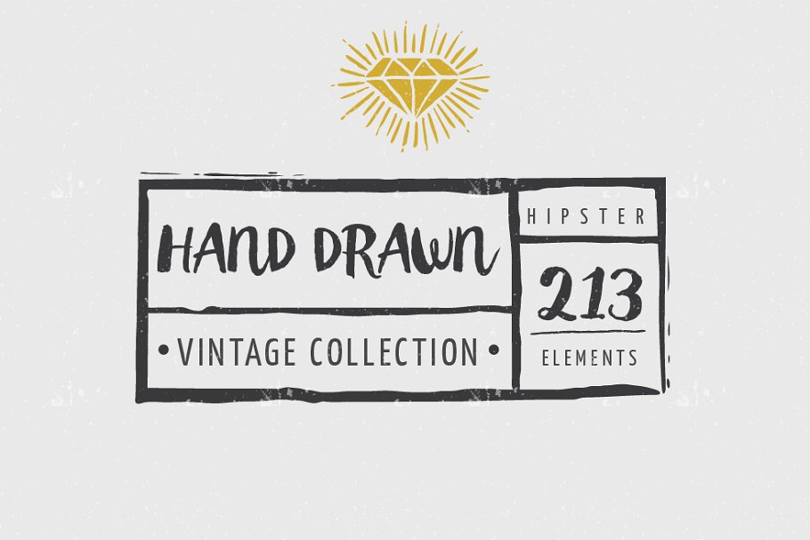 复古时尚墨水手绘风设计元素 Vintage hipster hand inked elements