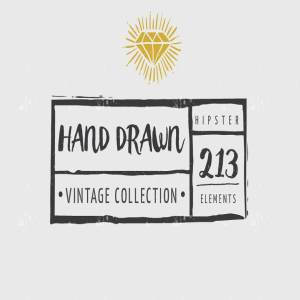 复古时尚墨水手绘风设计元素 Vintage hipster hand inked elements