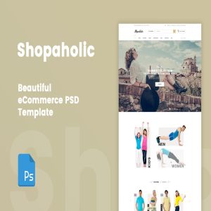 独立电商网站PSD模板合集 Shopaholic – Beautiful eCommerce PSD Template