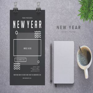 性冷淡风新年派对活动海报设计模板 New Year Party