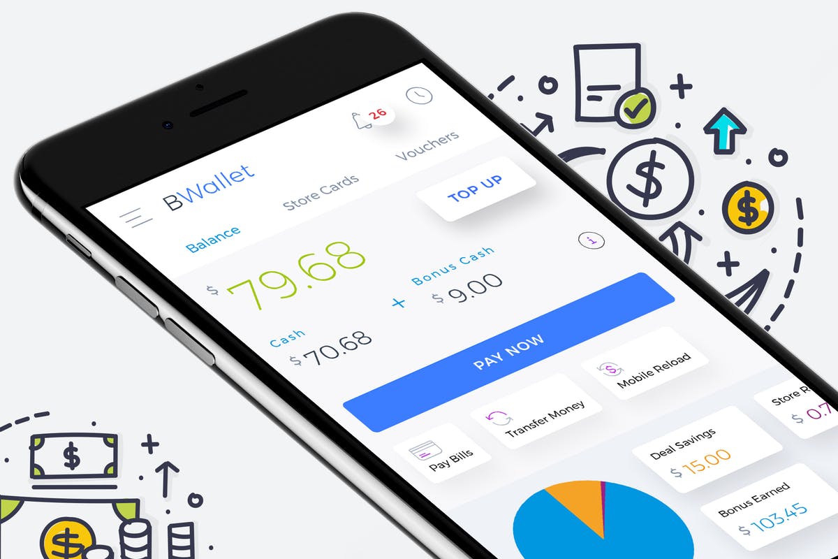 电子钱包APP应用仪表盘设置界面模板 B Wallet Dashboard 2 Mobile Ui
