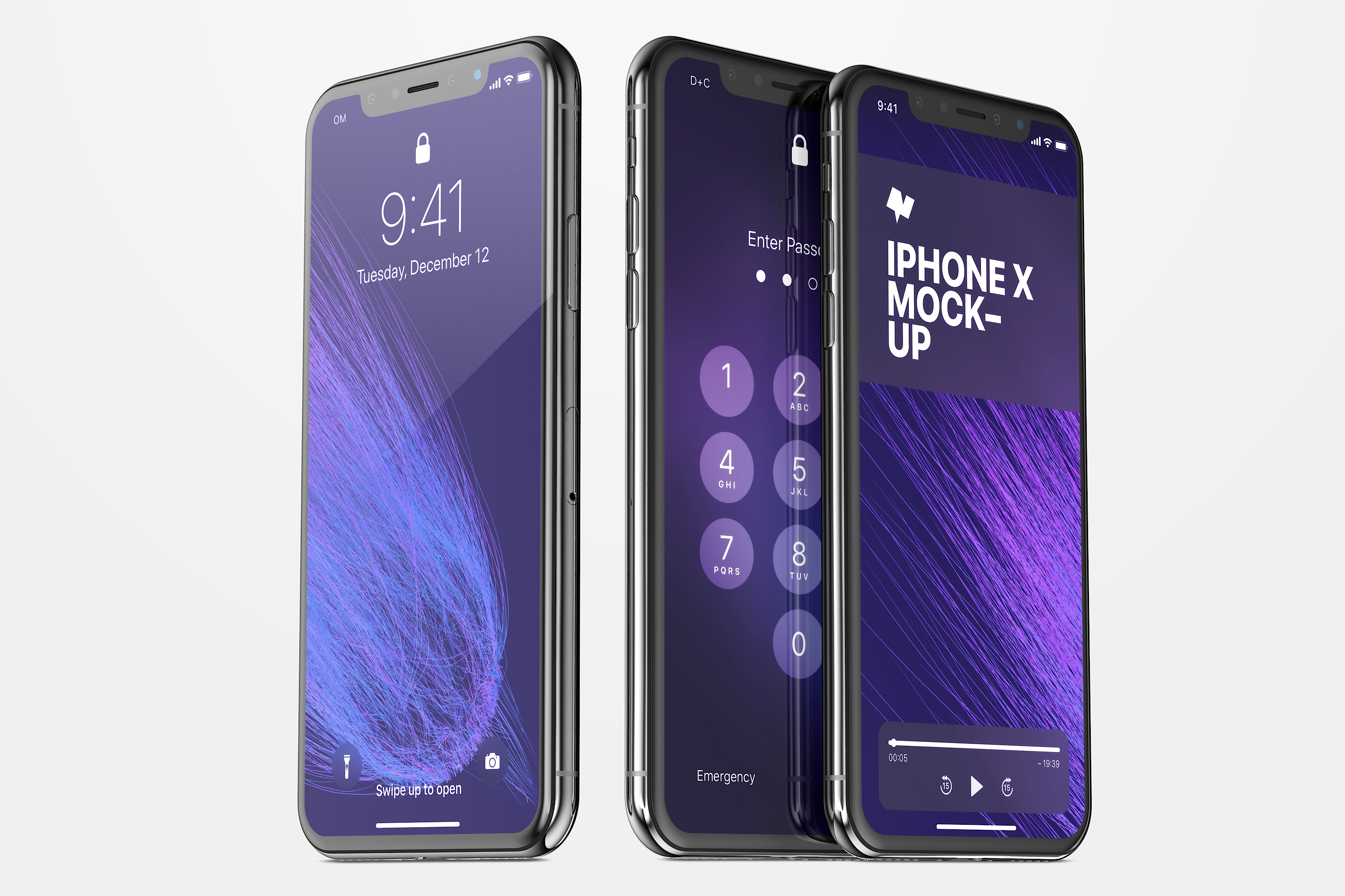 iPhone X智能手机UI设计多屏幕预览样机 iPhone X Mockup 03