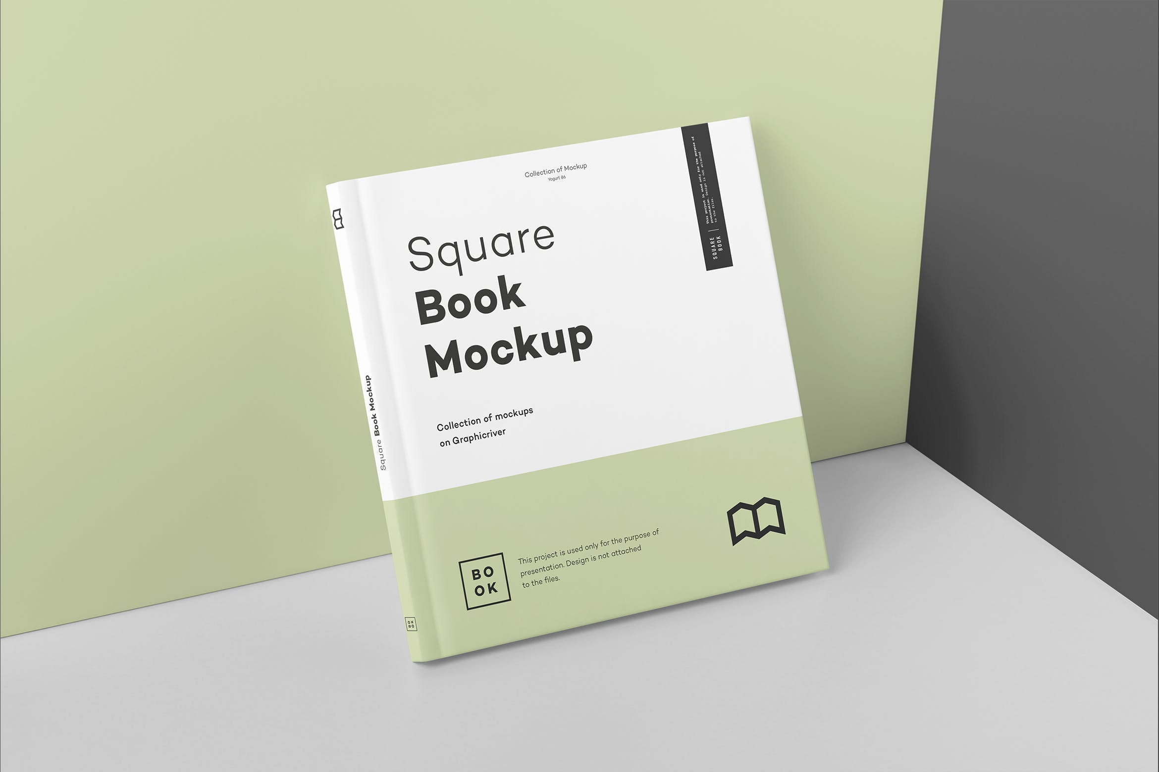 方形精装图书封面&内页版式设计预览样机 Square Book Mock up 2