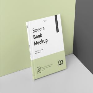 方形精装图书封面&内页版式设计预览样机 Square Book Mock up 2