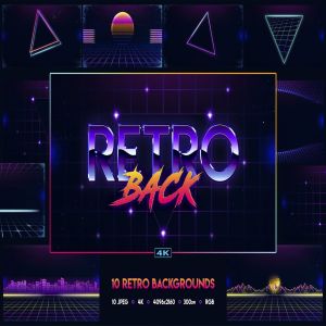10款高清欧美80年代复古背景图片素材v1 80s Retro Backgrounds vol.1