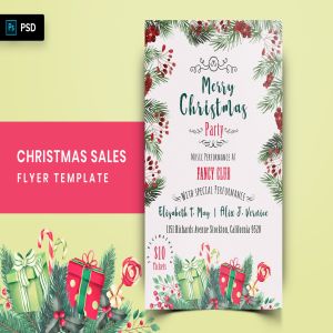 水彩手绘风格圣诞节超低折扣广告海报传单设计模板v2 Christmas Offer Sales Flyer-02