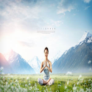 大自然养生瑜伽打坐主题海报设计模板