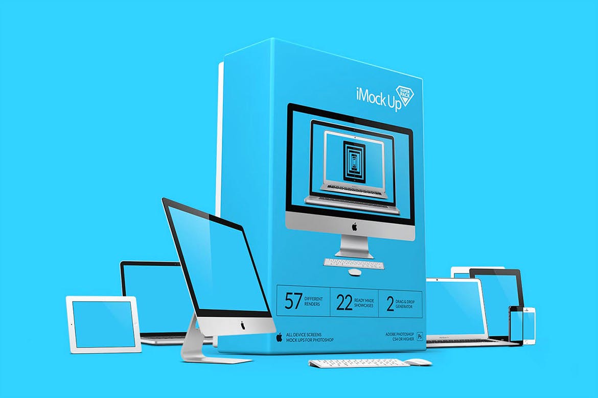 57种不同的苹果手机电脑设备VI样机展示模型mockups