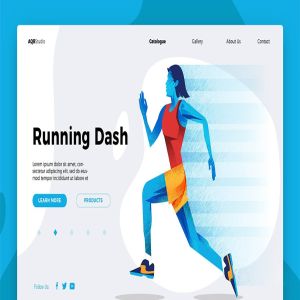 跑步运动概念插画网站Banner＆着陆页模板 Running – Banner & Landing Page
