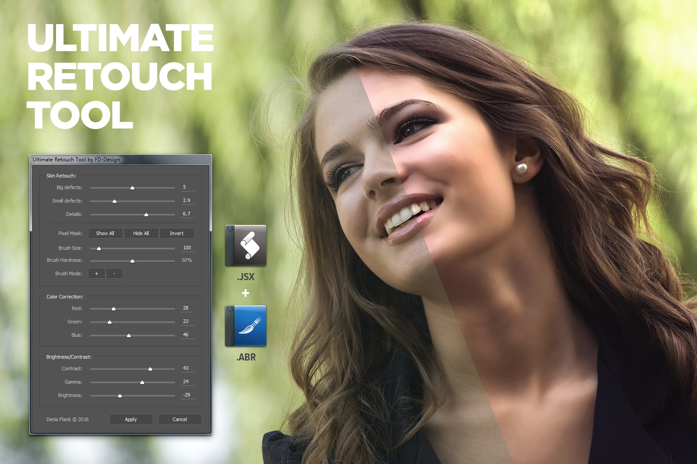 终极人像照片美容工具PS笔刷/脚本 Ultimate Retouch Tool Photoshop Script CS3+