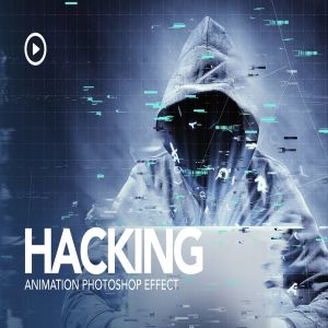 黑客极客充满科技感照片效果PS动作 Hacking Animation Photoshop Action