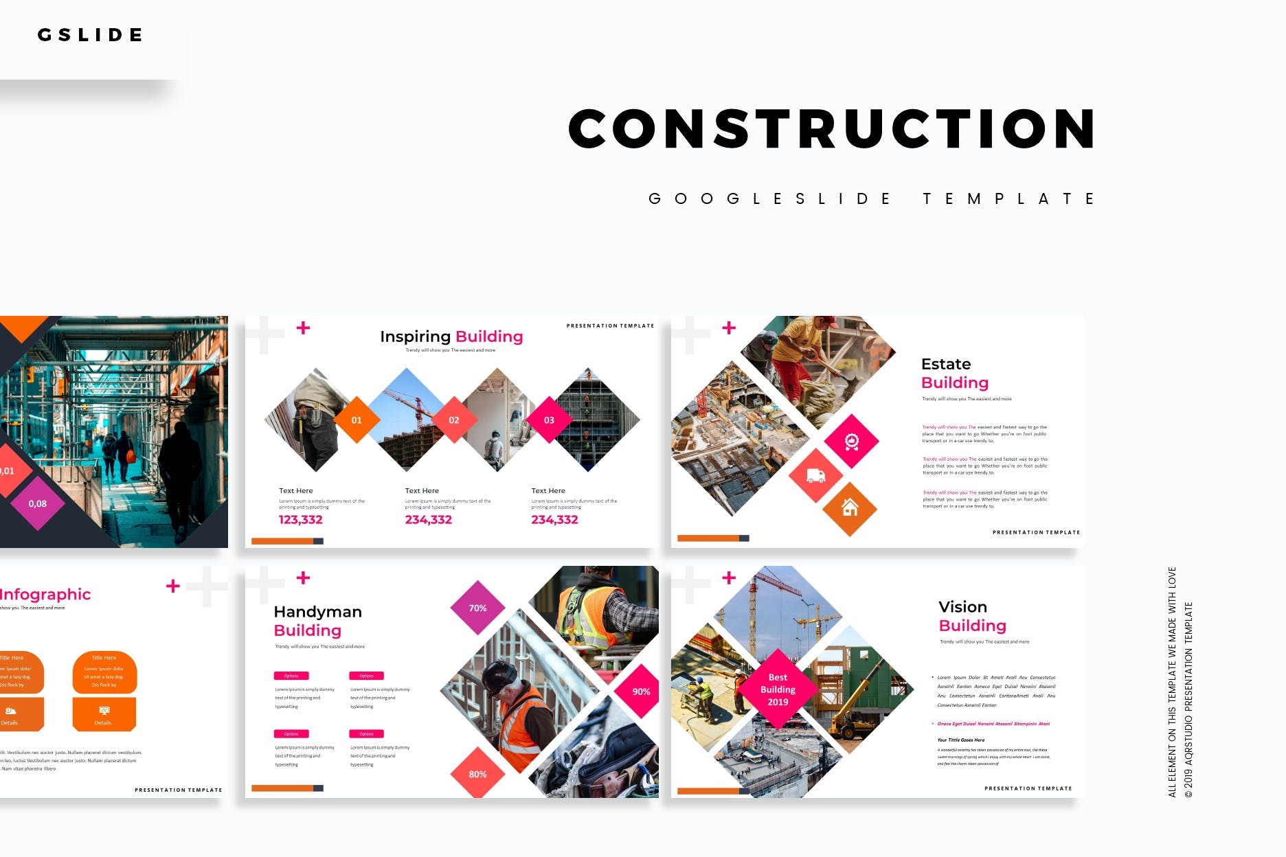 建筑设计/建筑策划谷歌幻灯片模板 Contruction – Google Slides Template