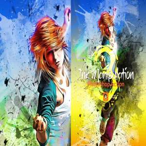 一款泼溅墨水艺术风格效果的PS动作