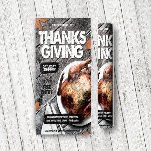 手绘枫叶装饰感恩节庆祝活动海报传单模板 Thanksgiving Flyer