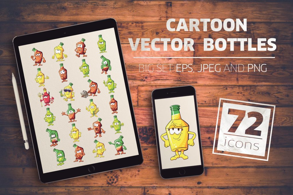 一套可爱的酒瓶卡通表情包下载[eps,png]