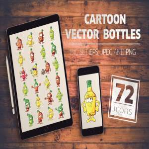 一套可爱的酒瓶卡通表情包下载[eps,png]