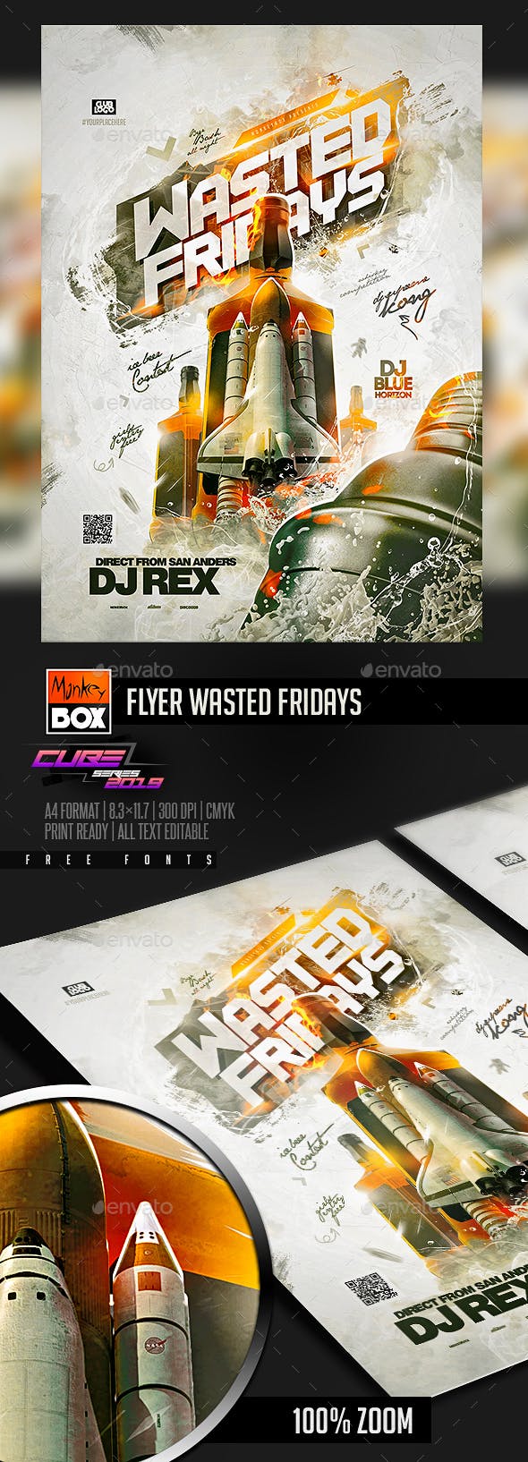 航天主题啤酒派对传单模板