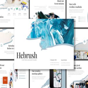 创意油画艺术机构PPT幻灯片模板 Hebrush – Powerpoint Template