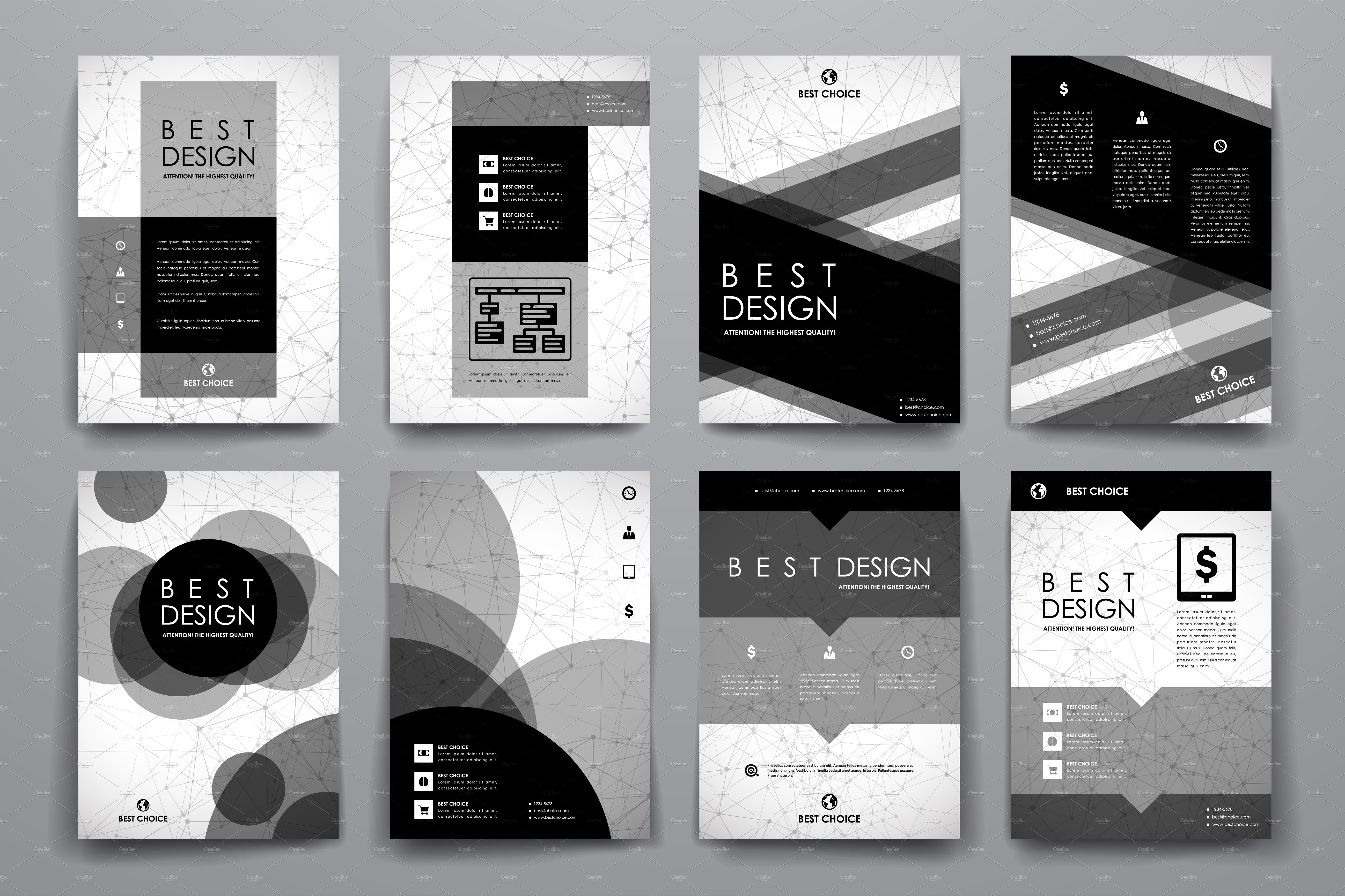 点线面黑白风画册模板 Molecular brochures