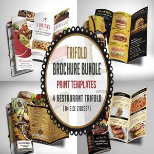 餐馆菜单折页传单模板 Restaurant Menu Trifold Bundle