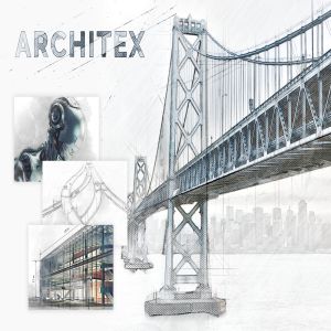 工业建筑设计素描特效照片处理PS动作 Architex CS3+ Photoshop Action