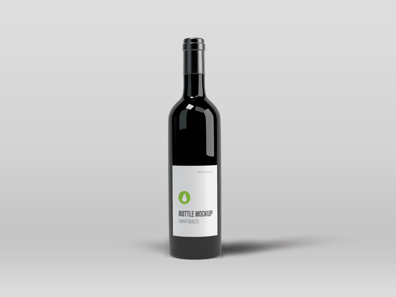葡萄酒洋酒瓶外观设计样机模板 Black Bottle Mockup