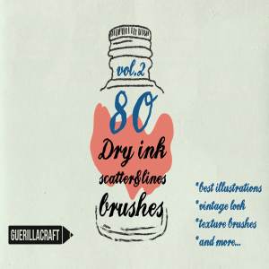 84款干墨水笔画AI笔刷合集 Dry ink brushes VOL.2 scatter&lines