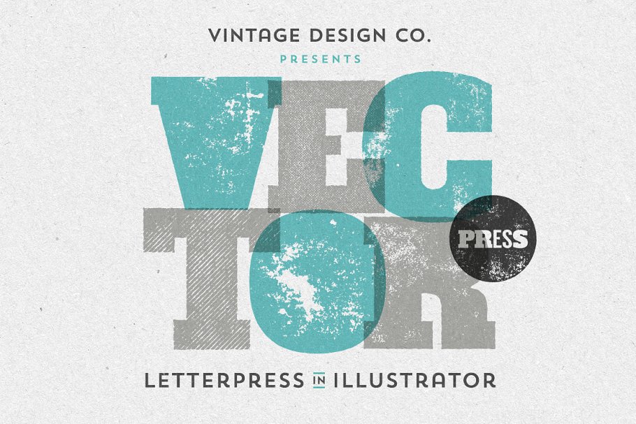 活版印刷凸版印刷效果AI动作 VectorPress: Illustrator Letterpress