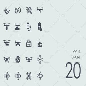 一组20个无人机图标  Drone icons
