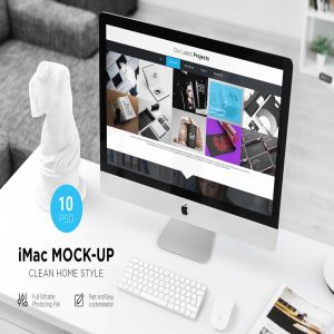 iMac简约办公桌面样机 iMac Desk Mock-Up