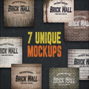 城市丛林砖墙背景样机Vol.1 Urban Jungle Brick Wall Mockups Volume 1 